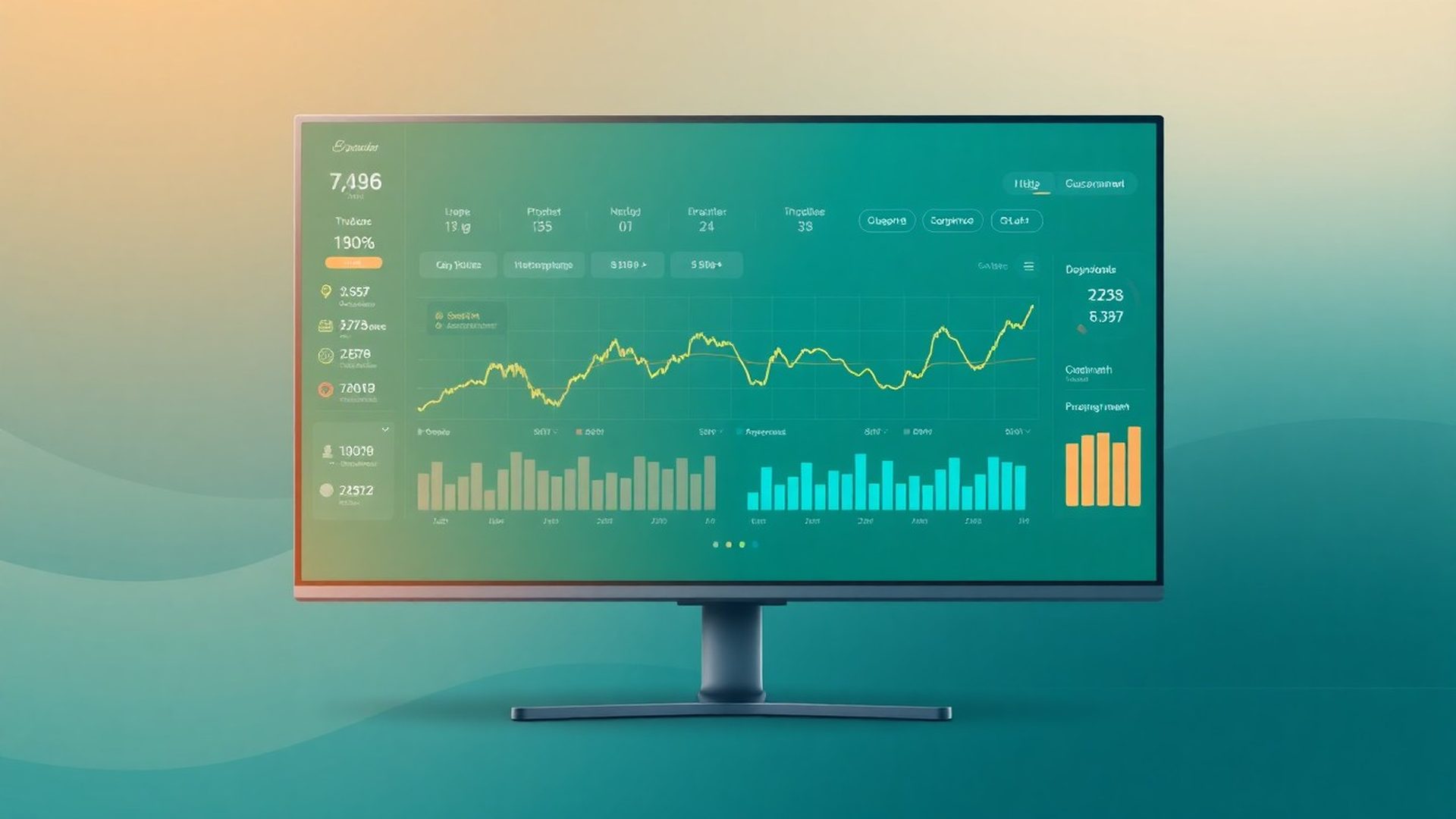 Dashboard de tranzacționare Grup Pop pe monitor mare cu grafice în timp real