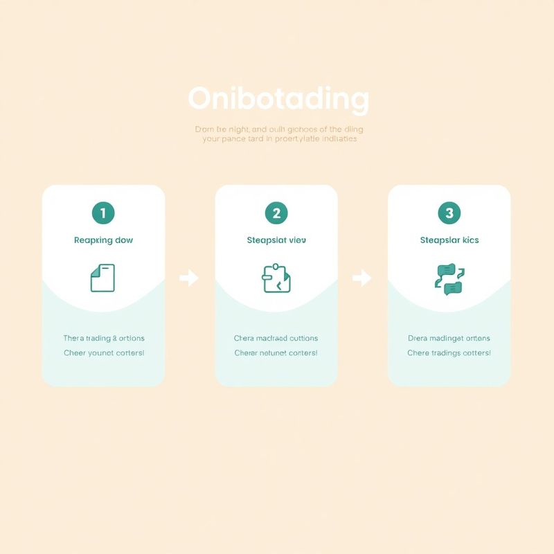 Ilustrație flux de onboarding în trei pași pentru platforma de tranzacționare